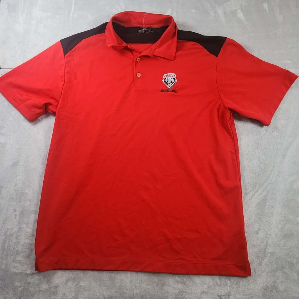 Nike New Mexico Lobos Polo Mens XL Red Black Short Sleeve Golf Dri Fit NCAA